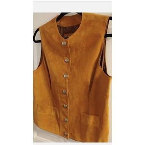 Leather Suede Button Vest Leather City Women's M